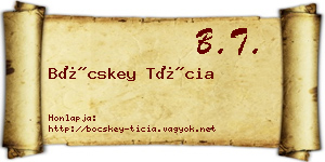 Böcskey Tícia névjegykártya